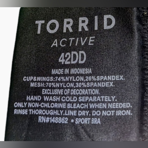 Torrid Curve Sports Bra 42DD Black - Picture 2 of 4